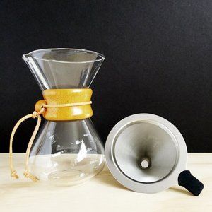 NEW Glass Pour Over Coffee Maker + Stainless Steel Filter 13oz